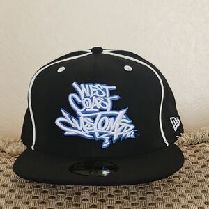 New Era Black Snapback with Blue & White West Coast Embroidery